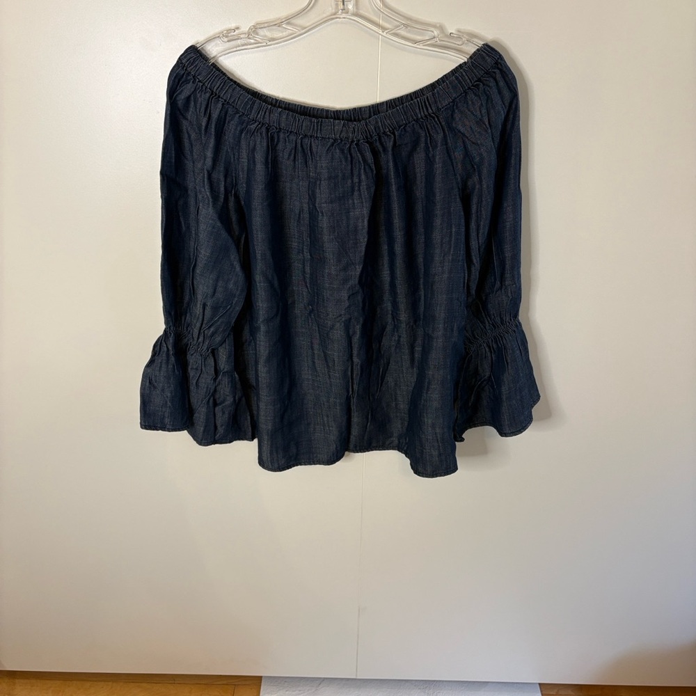 💖Sanctuary Midnight Denim Blue Off-Shoulder Blouse